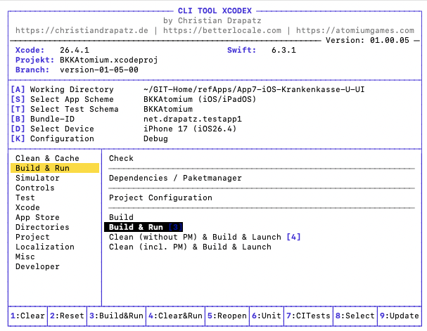 Build & Run Übersicht in xcodex