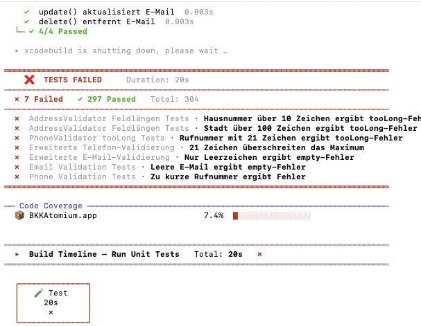Unit-Tests und Wiederholung in xcodex
