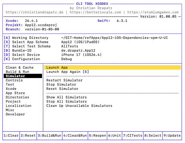 Simulator-Steuerung in xcodex
