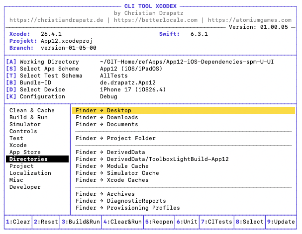 Verzeichnisse in xcodex