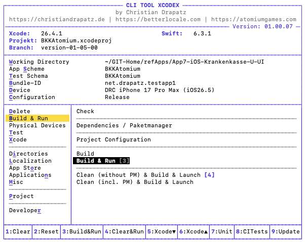 Build & Run Übersicht in xcodex